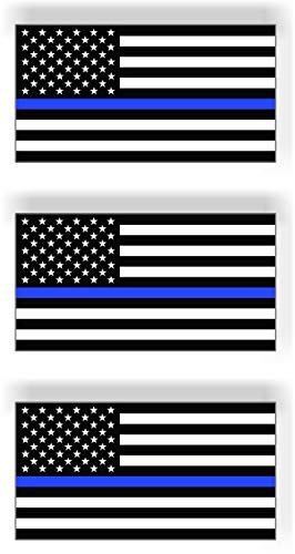 Thin Blue Line American Police Flag Magnetic Bumper Sticker Rectangle, Share w/Family & Friends - Political Sticker for Vehicle, Refrigerator - Car Magnet Decal, Room & Wall Decor, Gift - Set of 3