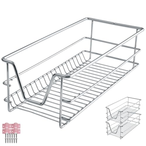 tectake® Cajón Telescópico, Bandeja Extraible Armario, Rieles Extensibles, Organizador Cocina, Organizador Armario Cocina, Cajon Telescopico Cocina - 2 Cajones, Apto para armarios de 30 cm