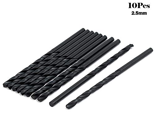 NGe 20pcs 2.5mm HSS Twist Drill High Speed Steel Bit, Black Oxide Micro Drill Bit for Drilling Steel, Copper, Aluminum Alloy, Wood