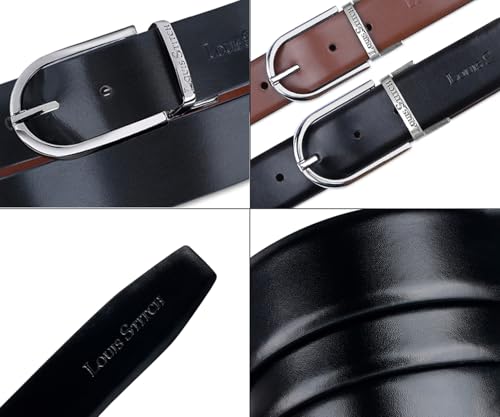 Image of LOUIS STITCH Men's Reversible Italian Leather belt for men 1.25 inch (35mm) Waist Strap Black Brown Belt (BEPLNJ)