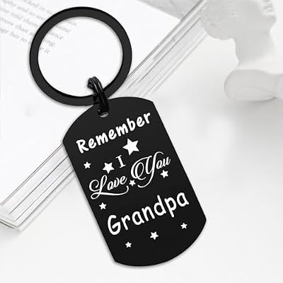 Resdink Grandpa Gifts for Men - I Love My Grandpa Keychain Black, Best Grandfather Fathers Day Birthday Gift, Personalized Fathers Day Key Chain Present from Granddaughter