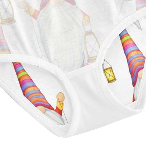 Toddlers Underwear Floral 2t Cotton Panties Little Girl Flower Briefs Kids Undies Whimsical Cute Gnomes White 5