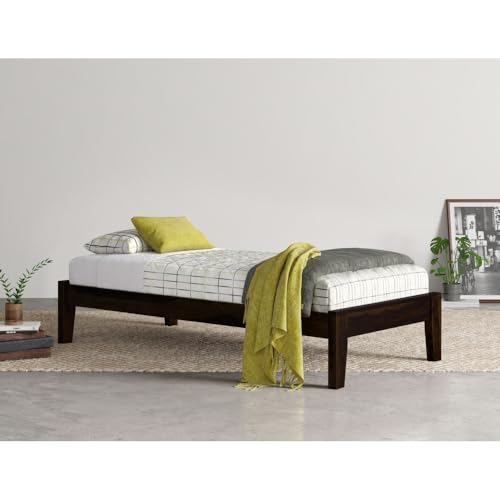 Image of SUNCOM Sheesham Wood Bed Without Storage Solid Wooden Double Size Cot Bed for Bedroom Living Room Home Furniture (Walnut Finish) Size 6.54
