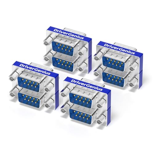 DriverGenius Adattatore Gender Changer RS232 Seriale - 9 Pin DB9 Maschio-Maschio (Metallo, RS232M2M-8A, Confezione da 8)