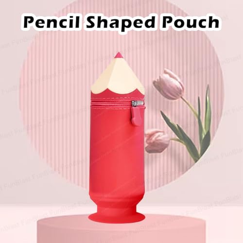 Image of FunBlast Multipurpose Silicone Pencil Case, Red, Pencil & Pen Organizer Pouch for School Supplies, Girls