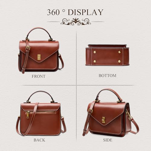 Genuine Leather Crossbody Bags for Women Lightweight Handbag Commuter Travel Purse with Adjustable Dual Strap3