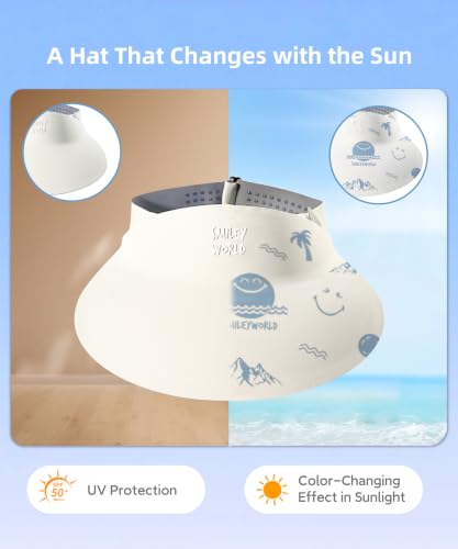 Image of SMILEYWORLD Kids Sun Visor Hats for Girls Boys, UPF 50+ Adjustable Cooling Sports Hat, Packable Visor for Tennis, Pickleball