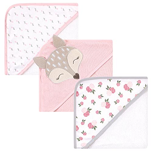 Image of Hudson Baby Unisex Baby Cotton Rich Hooded Towels, Fawn, One Size