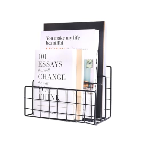 File Folder Organizer for Desktop,3 Section Metal Vertical magazine Stand Holder,Paper tray/Mail countertop/Record/Letter/Book Rack Sorter Holders,Desk organizers and accessories & office supplies - Thumbnail 7
