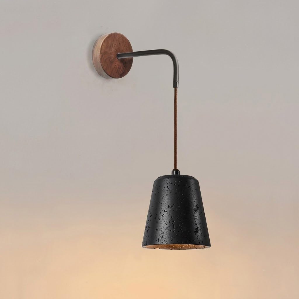 COSRUB Nordic Travertine Wall Lamps, Mini Farmhouse Bedside Wall Lighting