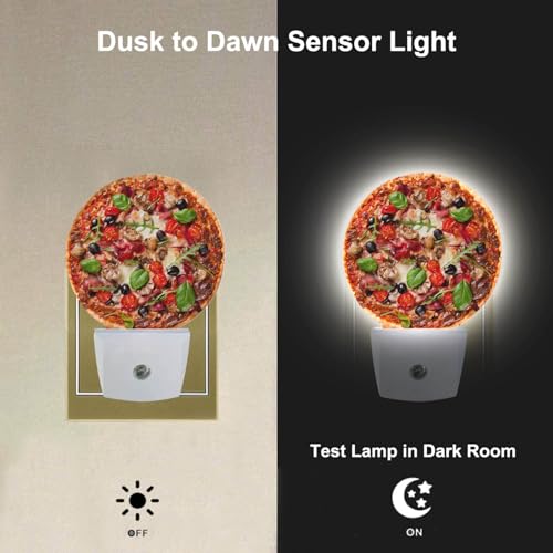 Image of Sausage Pizza Cheese Night Light Funny Food Night Lights Plug into Wall for Boys Girls, Plug-in Nightlight 0.5W LED Lighting for Stairway Hallway Bedroom