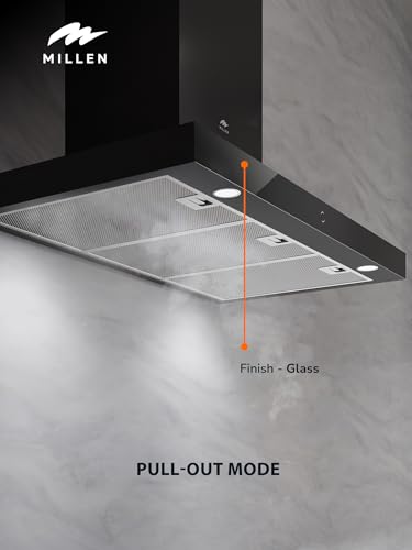 MILLEN 90 cm Black Glass/Painted Body Range Hood 1000m3/h - MKH 901 BB, 3 Year Warranty