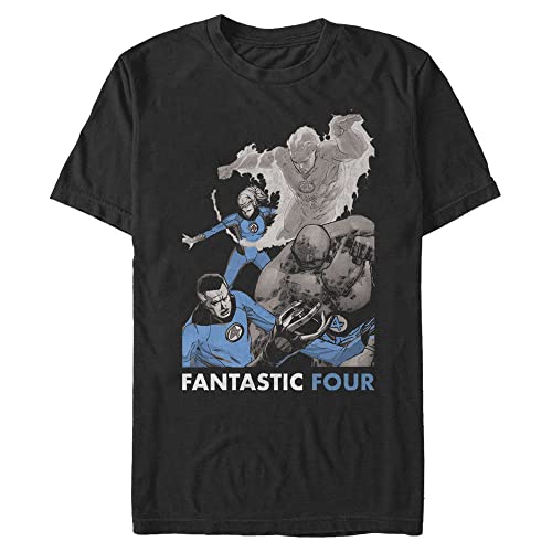 T-shirt Marvel 3XL col rond avec imprimé rétro Fantastic Four coton manches courtes