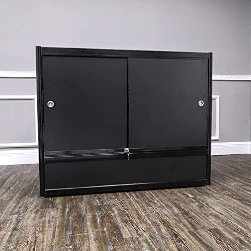 FixtureDisplays® Black Aluminum Showcase Full Vision 48 Inch Frame Shelf Retail Store Display Cabinet 10111-NEW