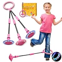 COONE 1 Pack Purple Foldable Ankle Skip Ball for Kids, Outdoor Sports Game for Girls Age 5-10, Birthday Gifts for 6/7/8/9/10 Year Old Girls, Jump Ball with Flash Wheel (pink)