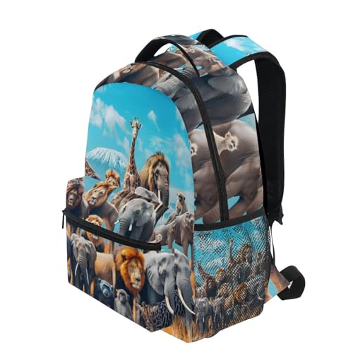 Group Of African Animals Backpack 3rd 4th 5th Grade School Bookbag Travel Laptop Daypack Bag Purse for Boys Girls Teens4