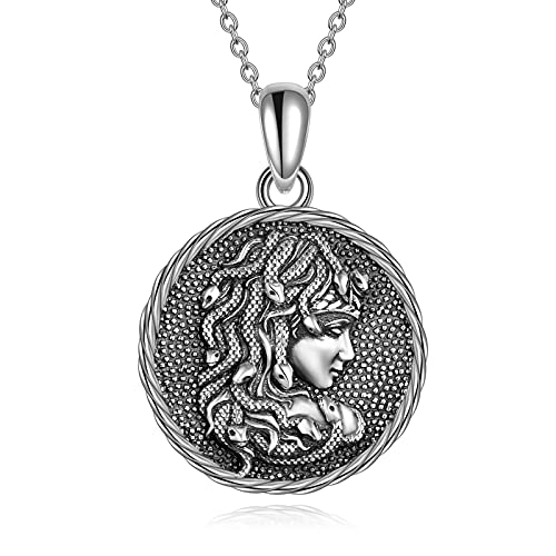 Goth Halskette Medusa Snake Halskette Sterling Silber Gothic Halloween Schmuck Vintage Griechische Mythologie Geschenke für Frauen Männer Teenager Cover