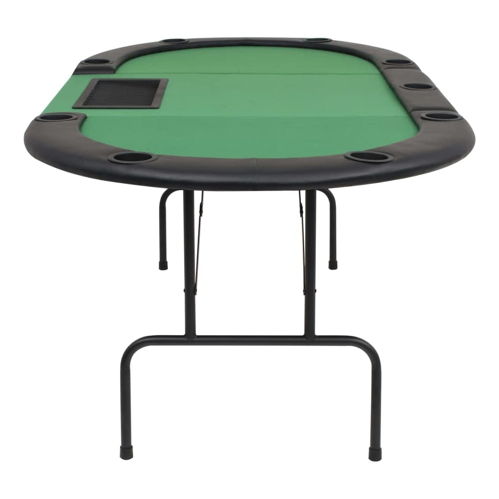 JOEBO Tavolo da poker pieghevole per 9 giocatori, tavolo da gioco pieghevole per il tempo libero, tavolo da casinò portatile per sala giochi con portabicchieri e binari imbottiti, 206 x 105,9 x 75,9