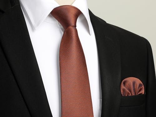 Image of HISDERN Polka Dot Ties for Men Classic Silk Ties and Pocket Square Formal Business Necktie Handkerchief Wedding Party