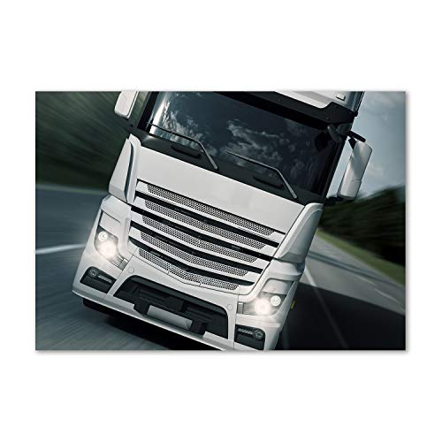 Crédence de cuisine en verre trempé 100x70 cm avec motif camion blanc Tulup