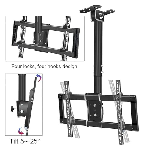 Support TV de plafond rotatif en acier robuste pour écran géant charge max 176 LB - 5
