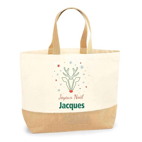 Sac shopping Joyeux Noël Jacques Cerf Planetee en coton