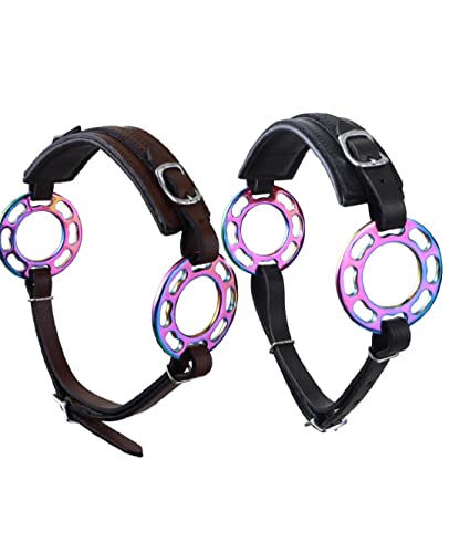 Lift Sports Black/Brown Rainbow Multi Color Hackamore Bitless Horse Bit English Western Adjustable Padded Original Leather Bridle Equestrian (Black)
