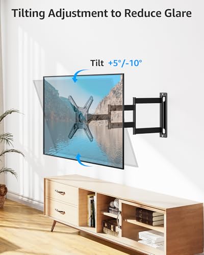 Image of MOUNTUP Full Motion TV Wall Mount for Most 13-42 inch TVs, 21.7'' Long Extension Articulating Arm with Swivel Tilt Rotation, Corner TV Mount Wall Bracket for Monitor, Max VESA 200x200mm, Holds 44 lbs
