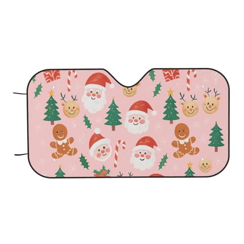 Parasol para parabrisas delantero de Papá Noel y Reno, protector plegable de 70x130cm para coches