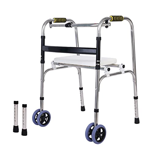 障害者用歩行フレーム、高さ調節可能な移動用歩行器、車輪付き、折りたたみ式軽量アルミ製、高齢の両親、祖父母、身体障害者、負傷者用