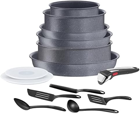 Tefal Ingenio Natural On Zestaw Garnków i Patelni, Aluminum, Szary/Czarny, 4 Elementy
