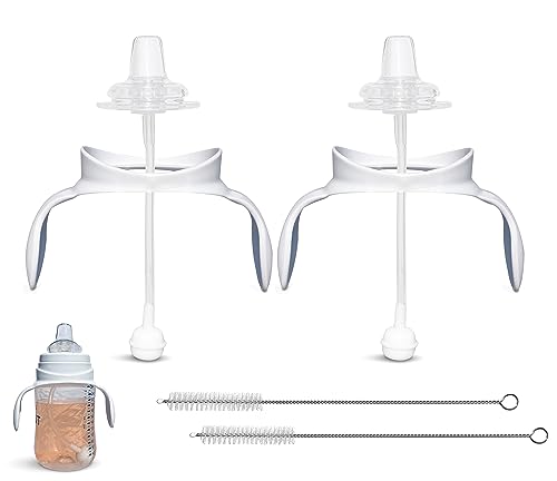 Sippy Cup Conversion Kit for Philips Avent Anti-Colic Baby Bottles | 2-Count | with Soft Silicone Spout Nipples, Weighted Any Angle Straw Ball, Bottle Handles and Straw Cleaning Brush (Sippy Kit)