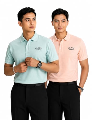 Image of ENDEAVOUR WEAR Men Men Short Sleeve Solid Cotton Rich Polo T Shirt | Collar Tshirts | Half Sleeves | Plain-Regular Fit
