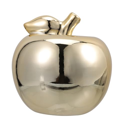 Estatua de cerámica en forma de manzana dorada miniatura 1