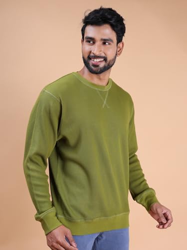 Image of Rupa Colors Waffle Texture Full Sleeves T-Shirt for Men, 100% Cotton with Breathable Fabric, Ribbed Crew Neck, Super Stretchable, Anti-Fungal Dye, Pack of 1