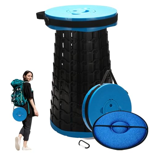 Image of Spisces Upgraded Collapsible Stool with Cushion, 1000 lbs Capacity & 19.7-in High, Wider & Taller Heavy Duty Portable Telescoping Foldable Seat for Adults Camping, Travel, Music Festivals, Outdoors