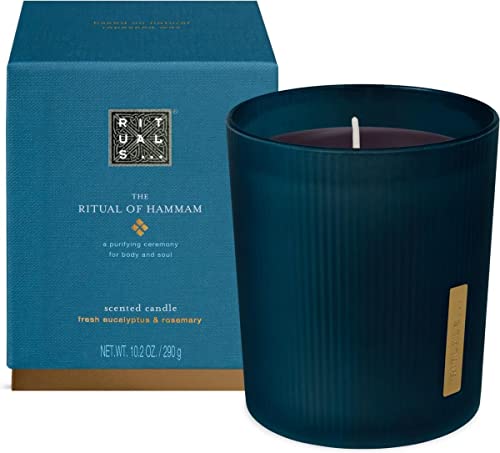 RITUALS The of Hammam Scented Candle Duftkerze Eukalyptus und Rosmarin, Maße: 9,3cm x 9,3cm x 11,8cm, 1107151, Blau