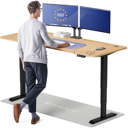 Image of Desktronic HomePro Standing Desk 80x30 - Made in Europe, Ergonomic Sit Stand Home Office Desk, Electric Height Adjustable, Dual Motor, USB & USB-C Charging, Wobble-Free, Touchscreen, 3 Memory Presets