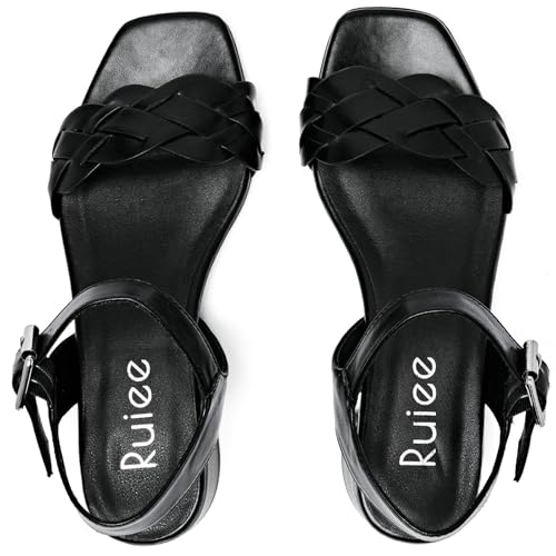 Women's Chunky Heeled Sandals - Block Low Heels Summer Ankle Strappy Square Open Toe Dressy Wedding Sandals for Women.2