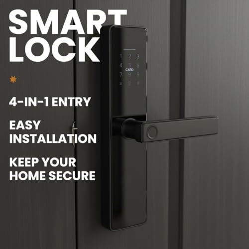 Stilaris Slim Smart Lock with Handle – 4-in-1 Biometric Fingerprint Door Lock, Thin Profile Mortise-Style Keyless Entry for Home, Office & Patio Doors, Waterproof Electronic Keypad & IC Card Access by ANGORA BRANDS - Image 2