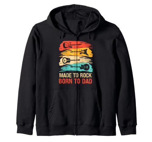 Image of Made To Rock Born To Dad Guitar Vintage Fathers Day Retro Zip Hoodie