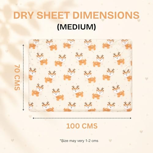 Image of Zikku Printed Polyurethane 40 TC Dry Sheets for Baby Medium Size Soft |Comfortable |Extra Absorbency|Fast Dry (100x70 cm, Yellow, Deer Print)