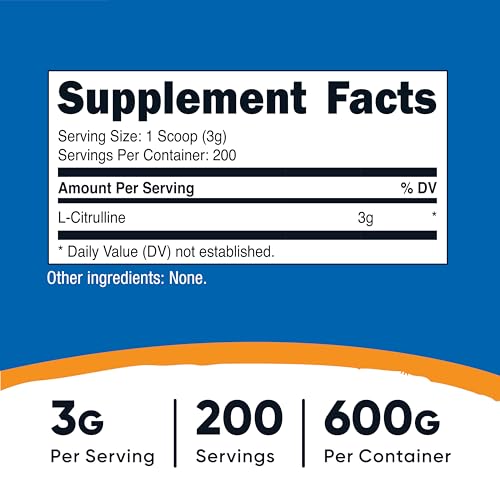 Image of Nutricost Pure L-Citrulline (Base) Powder (600 Grams)