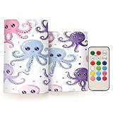 Waassud Octopuses Flammenlose Kerzen Batteriebetriebene Kerzen LED Kerzen mit Fernbedienung Halloween Dekorationen Weihnachten 2er Set