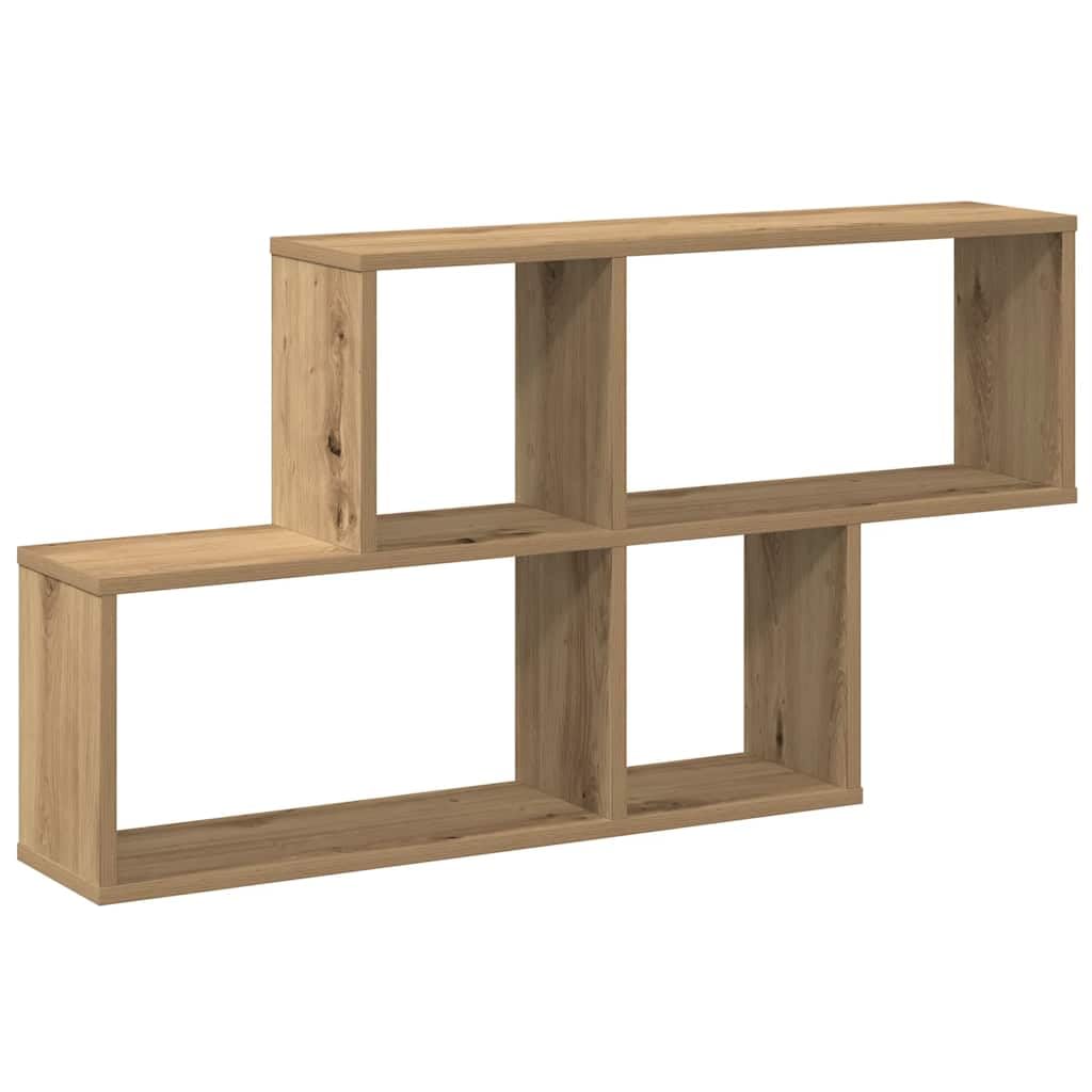 Scaffale da parete in rovere Artisan, 100 x 18 x 53 cm, mensola sospesa in legno per soggiorno e ufficio, mensola da parete con molto spazio per libri e DVD, portata 40 kg