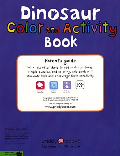 Color And Activity Books Dinosaur: With Over 60 Stickers, Pictures To Color, Puzzle Fun And More!