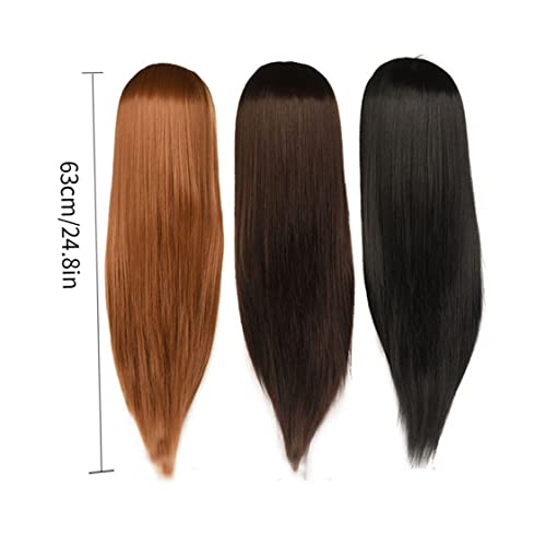 Cabeza de peinado con simulación de cabello amarillo parduzco de 24 pulgadas 4