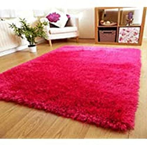 Image of Handmade 2 Inch Pile Height Super Soft Touch Export Quality Plain Shag Rectangular Carpets For Home Size 8 X 10 Feet Color Pink