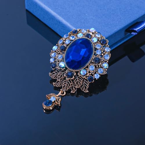 Image of Brooch For Women Suit, Mabor Vintage Teardrop Brooch Pin for Men Crystal Elegant Flower Badge Brooches Laple Pins Corsage for Clothes Dress Hats Bags Brooch Jewelry