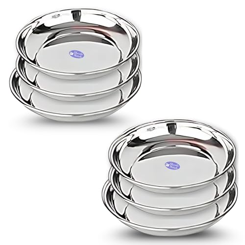 Stainless Steel Side Serving Plates Dishes, Small, Silver, Set of 6